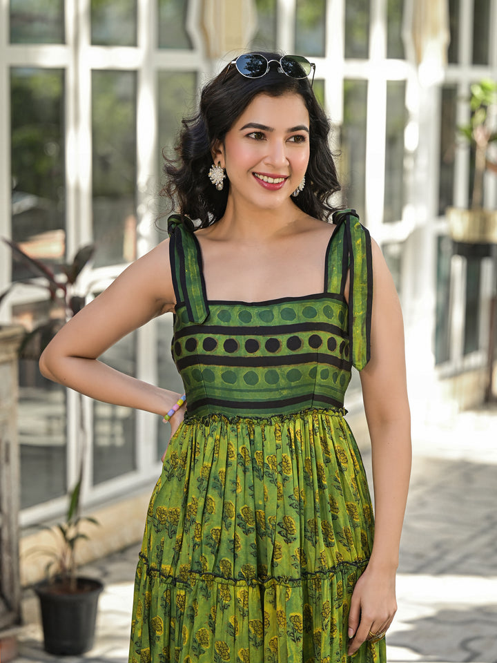 MATTI - STRAP TIER DRESS (CAMOUFLAGE)