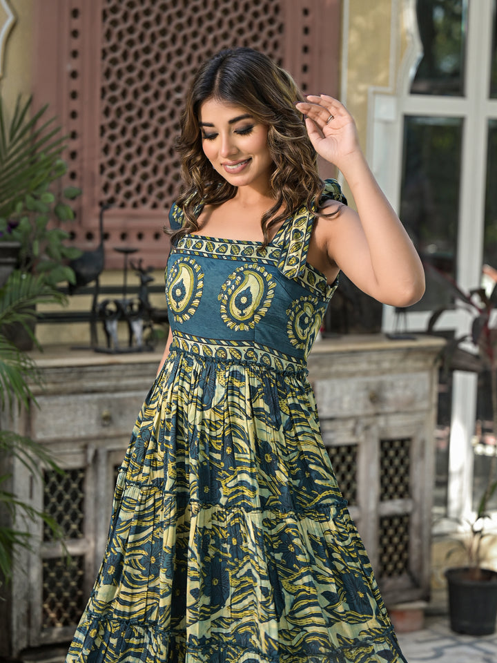 MATTI - STRAP TIER DRESS (TEAL)