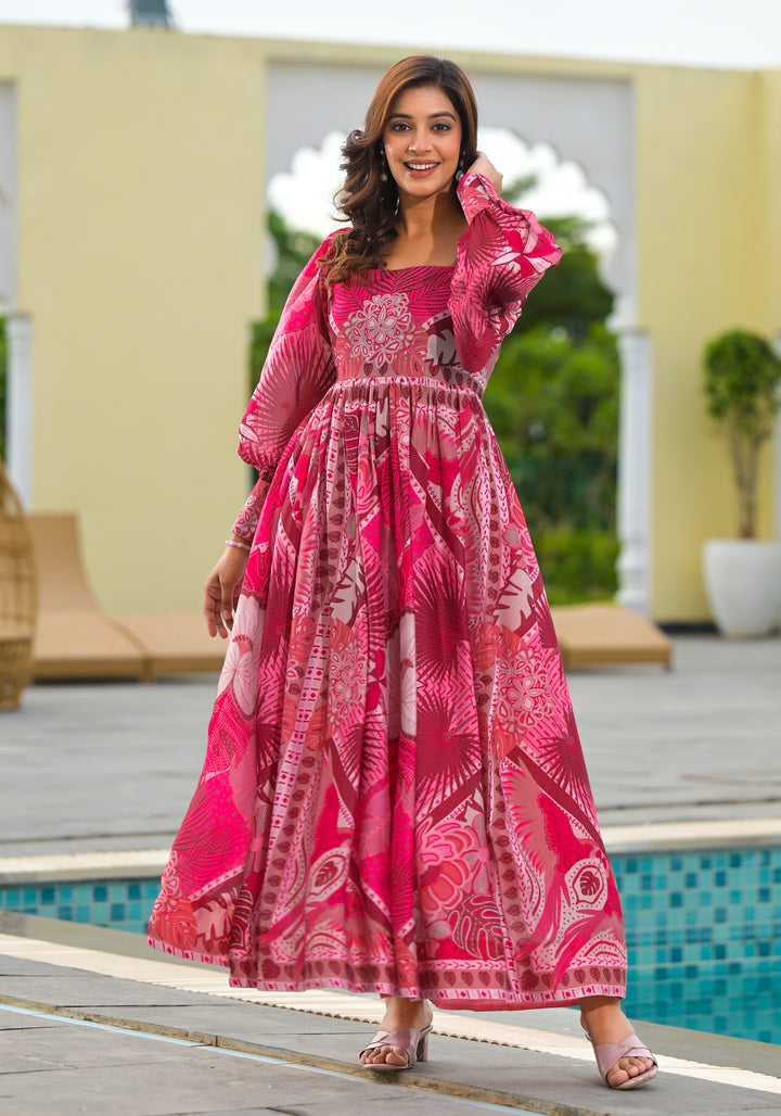 MOSS PATH - OFF THE SHOULDERS DRESS  (PINK PATTERNED)