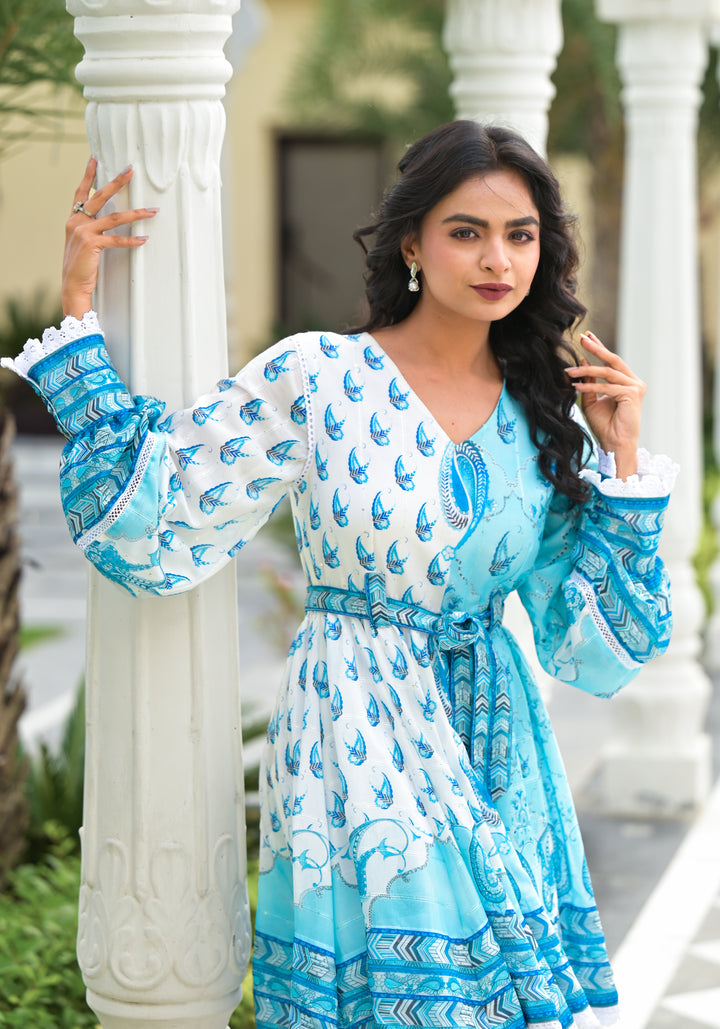 AARIS - BELTED FLIP DRESS (BLUE)