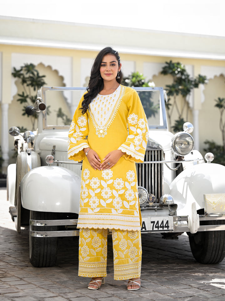 SAHWET - BELL SLEEVE KURTA AND PALAZZO (DANDELLION)