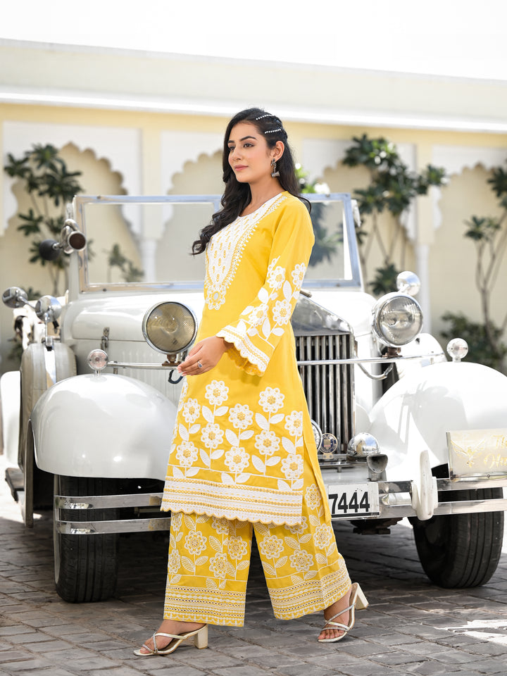 SAHWET - BELL SLEEVE KURTA AND PALAZZO (DANDELLION)