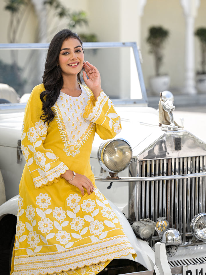 SAHWET - BELL SLEEVE KURTA AND PALAZZO (DANDELLION)