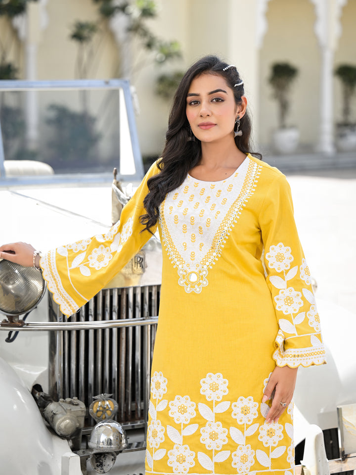 SAHWET - BELL SLEEVE KURTA AND PALAZZO (DANDELLION)