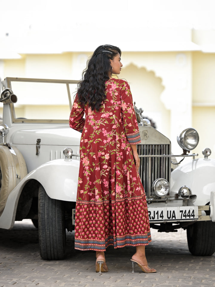 Gulab - Kali Dress (Deep Maroon)