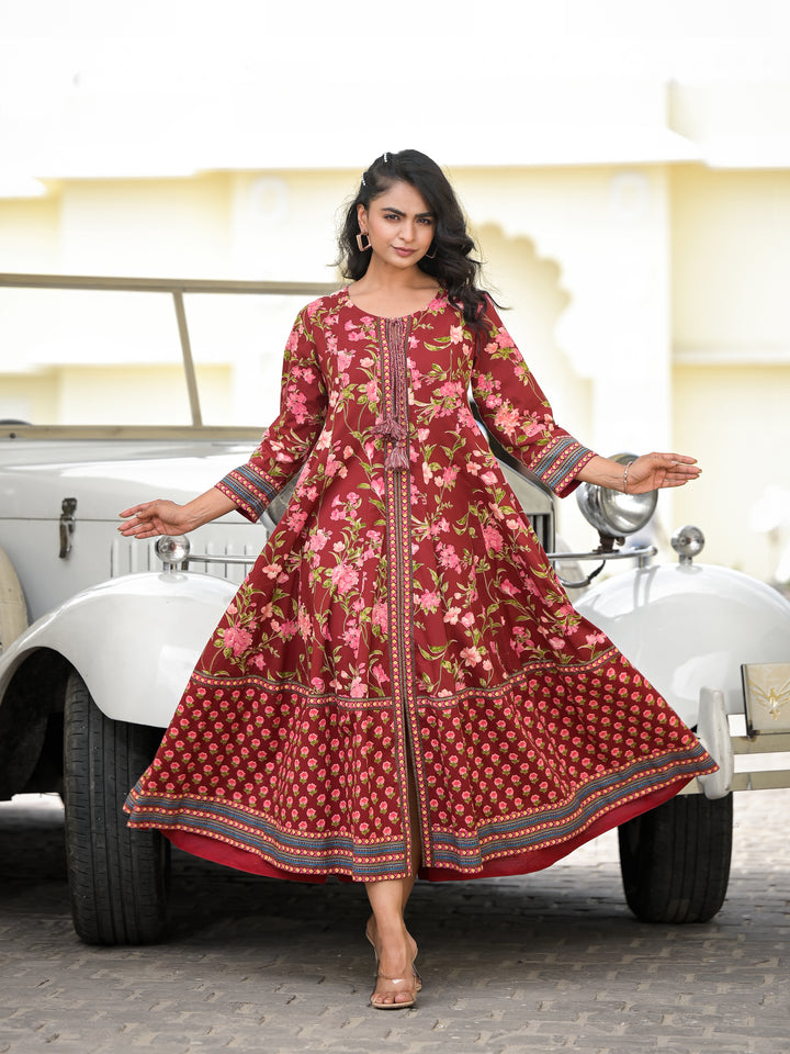 Gulab - Kali Dress (Deep Maroon)