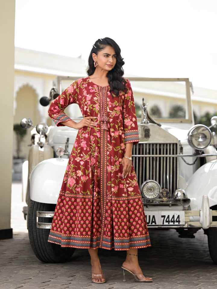 Gulab - Kali Dress (Deep Maroon)