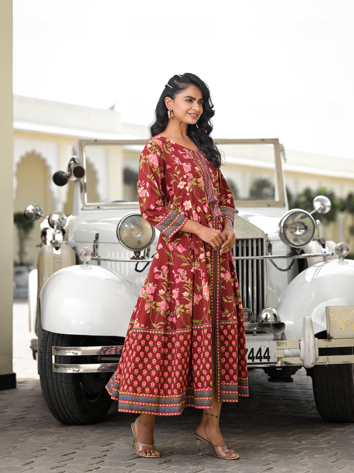 Gulab - Kali Dress (Deep Maroon)