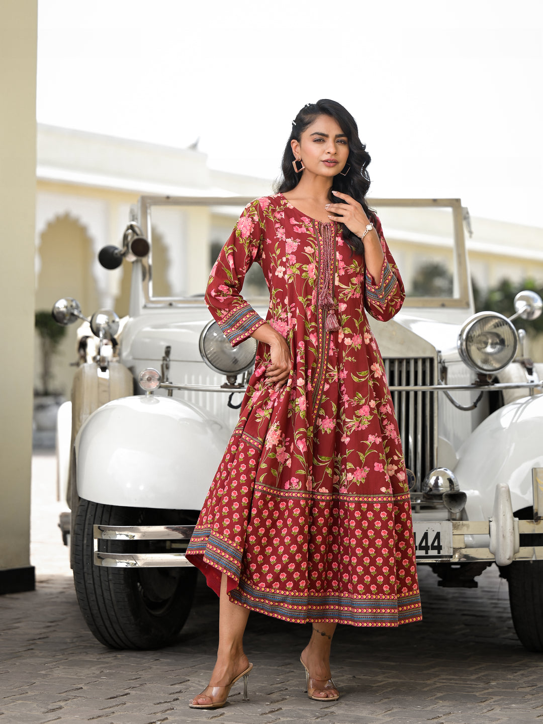 Gulab - Kali Dress (Deep Maroon)