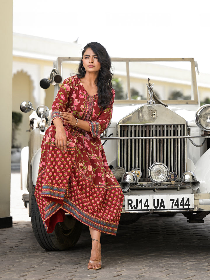 Gulab - Kali Dress (Deep Maroon)