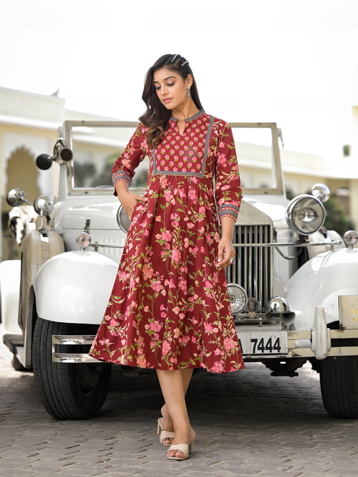 MEHER - DRESS (DEEP MAROON)
