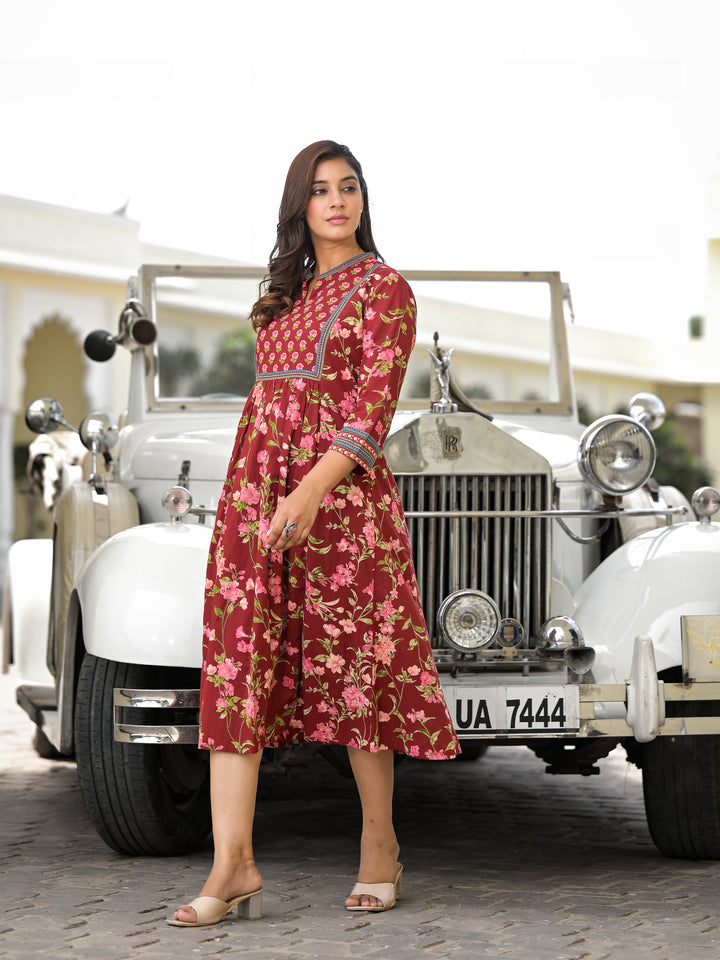 MEHER - DRESS (DEEP MAROON)