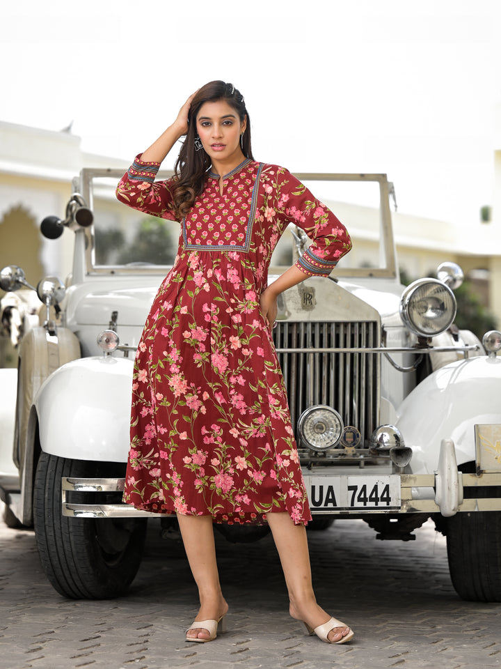 MEHER - DRESS (DEEP MAROON)