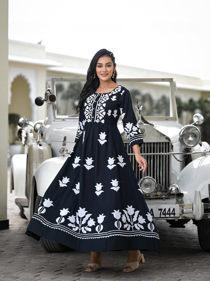 MOONLIT - GATHERED KURTA & PALAZZO (BLACK)