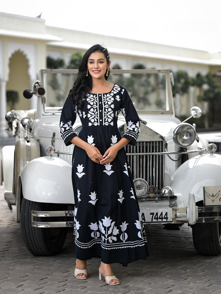 MOONLIT - GATHERED KURTA & PALAZZO (BLACK)