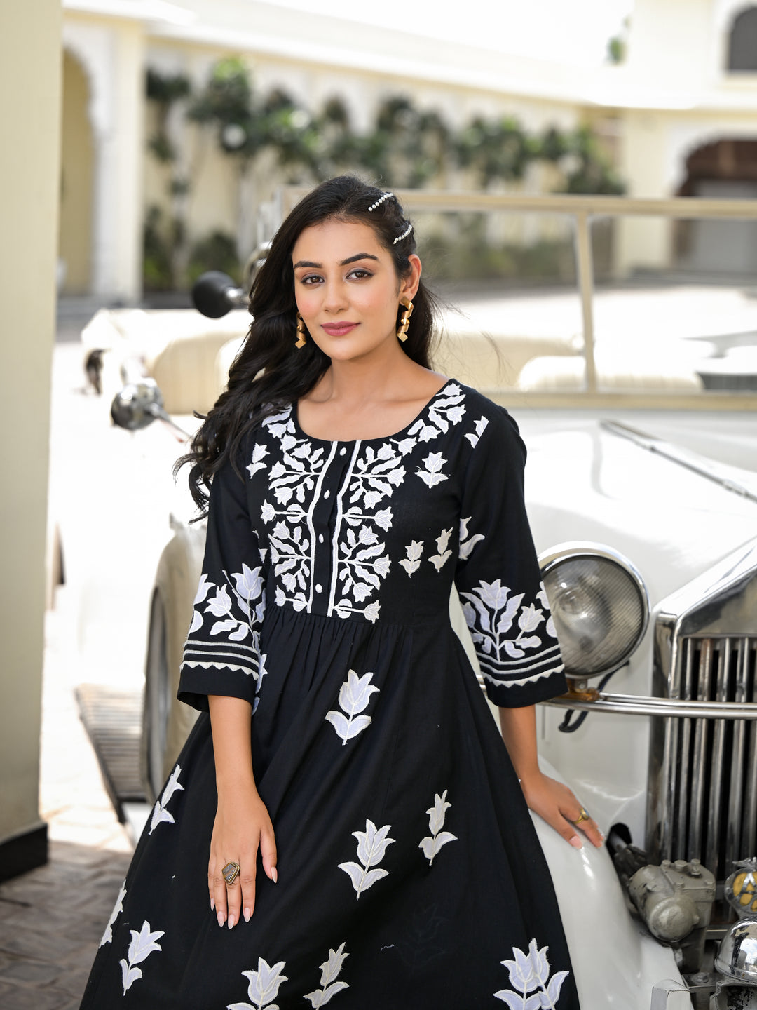 MOONLIT - GATHERED KURTA & PALAZZO (BLACK)