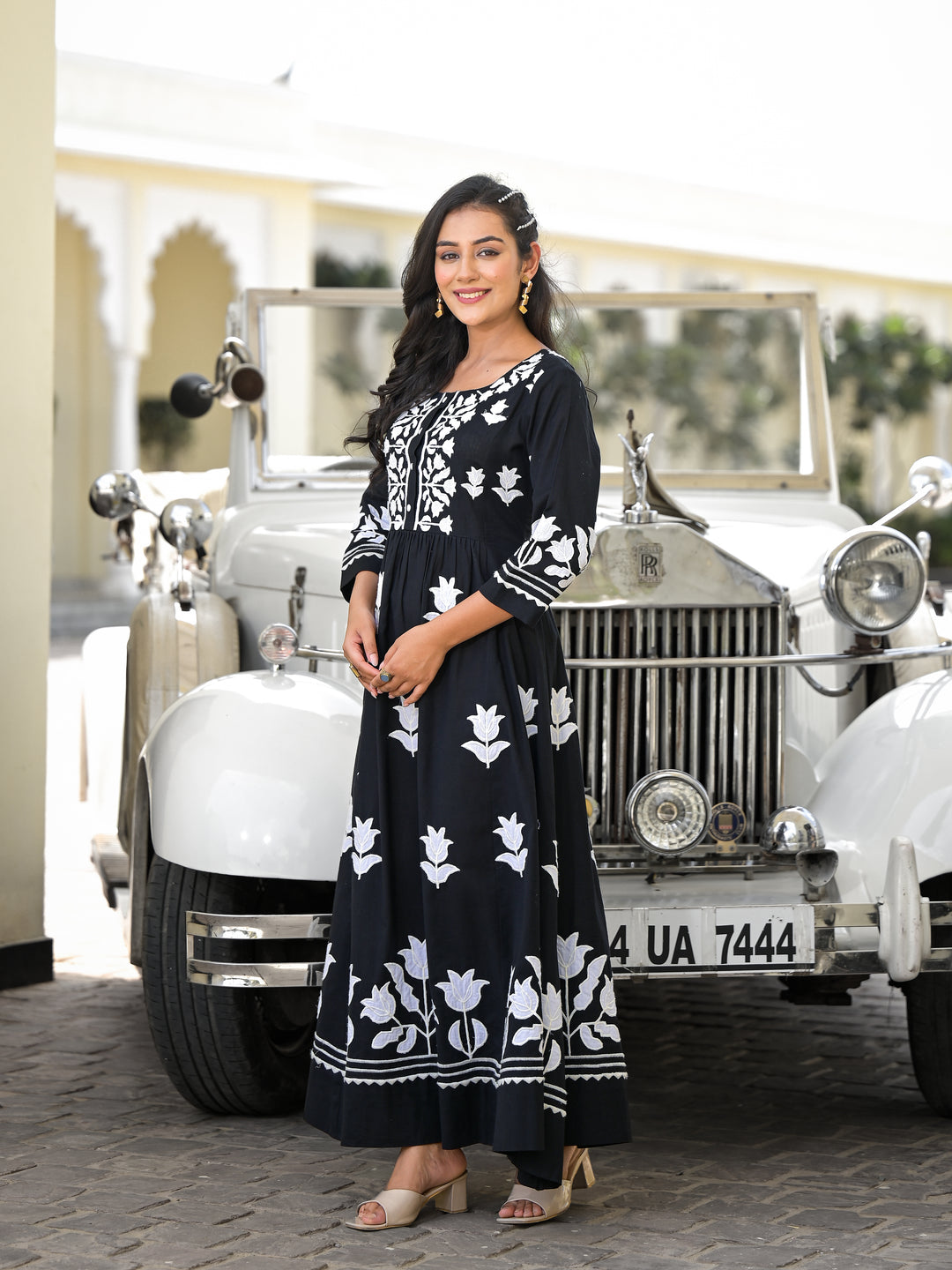 MOONLIT - GATHERED KURTA & PALAZZO (BLACK)