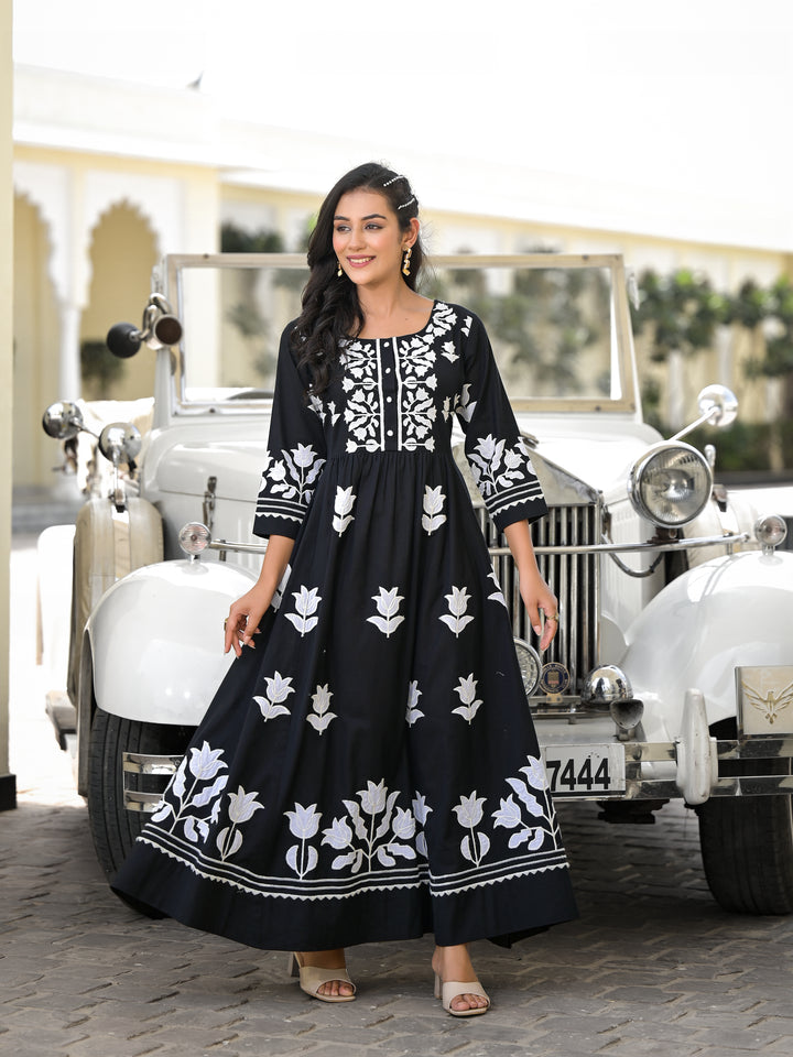 MOONLIT - GATHERED KURTA & PALAZZO (BLACK)