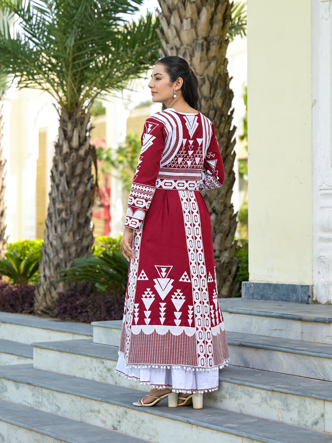 Gossamer - Dress With Long Jacket (Maroon)