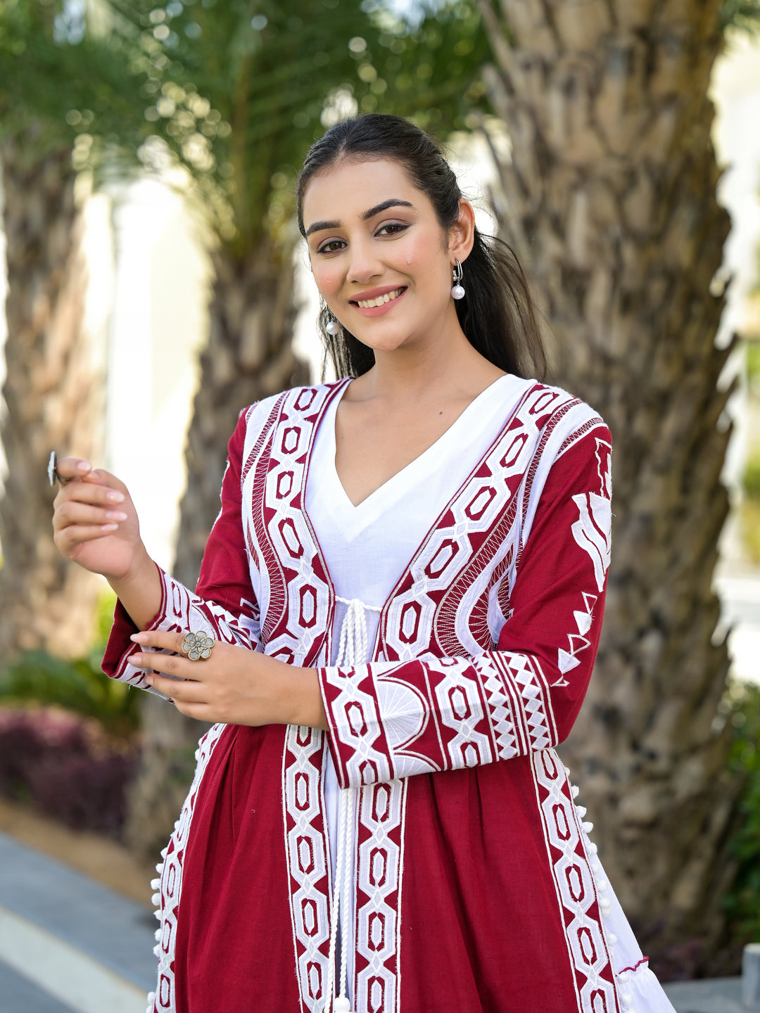 Gossamer - Dress With Long Jacket (Maroon)