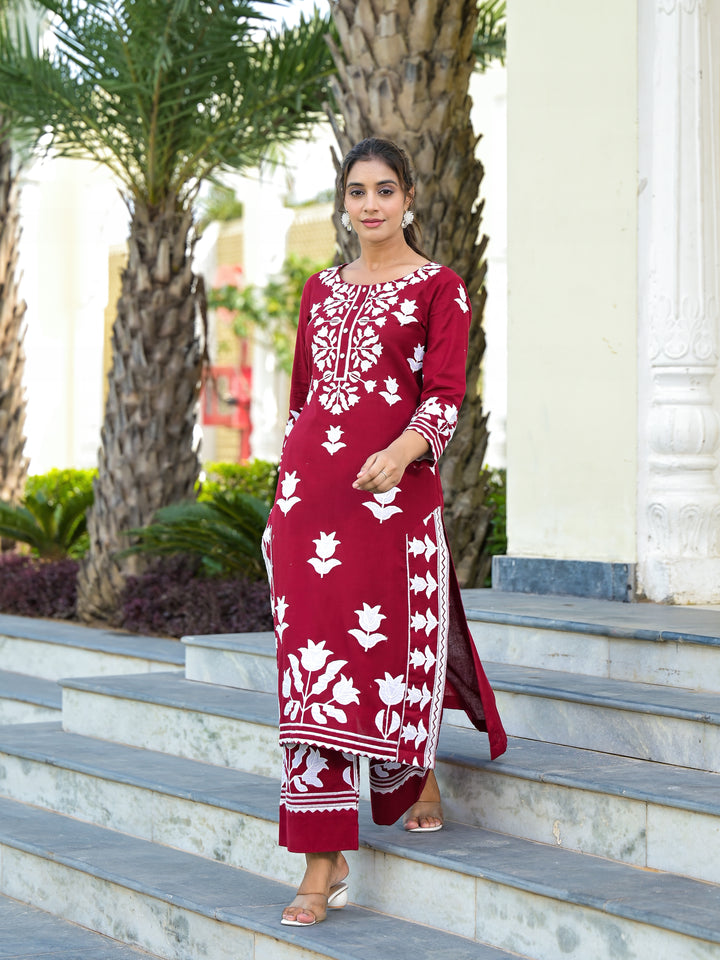 Seraphic - Kurta And Palazzo (Maroon)