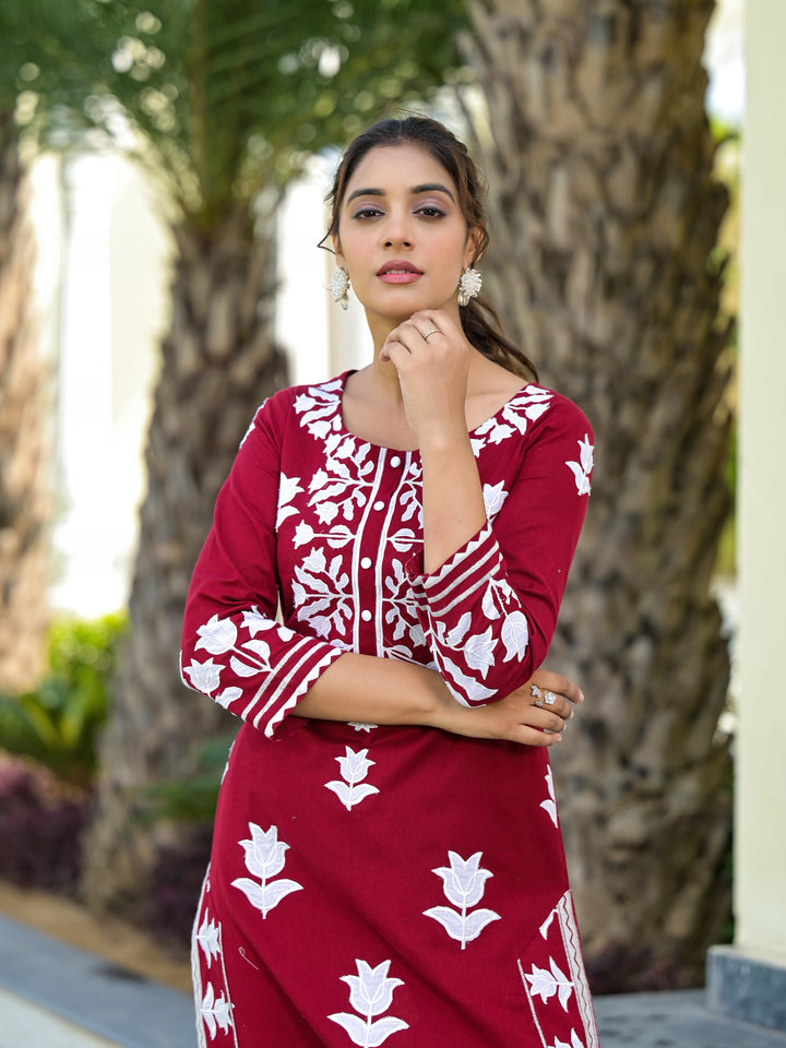 Seraphic - Kurta And Palazzo (Maroon)