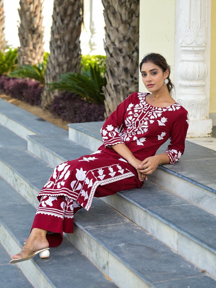 Seraphic - Kurta And Palazzo (Maroon)
