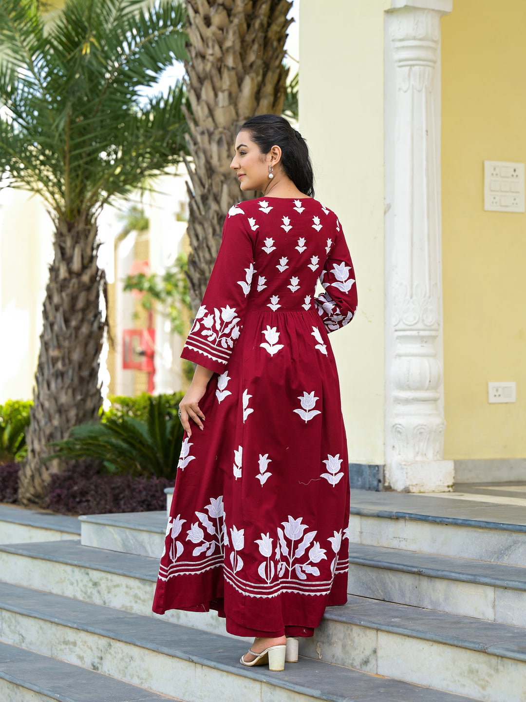 MOONLIT - GATHERED KURTA & PALAZZO (MAROON)