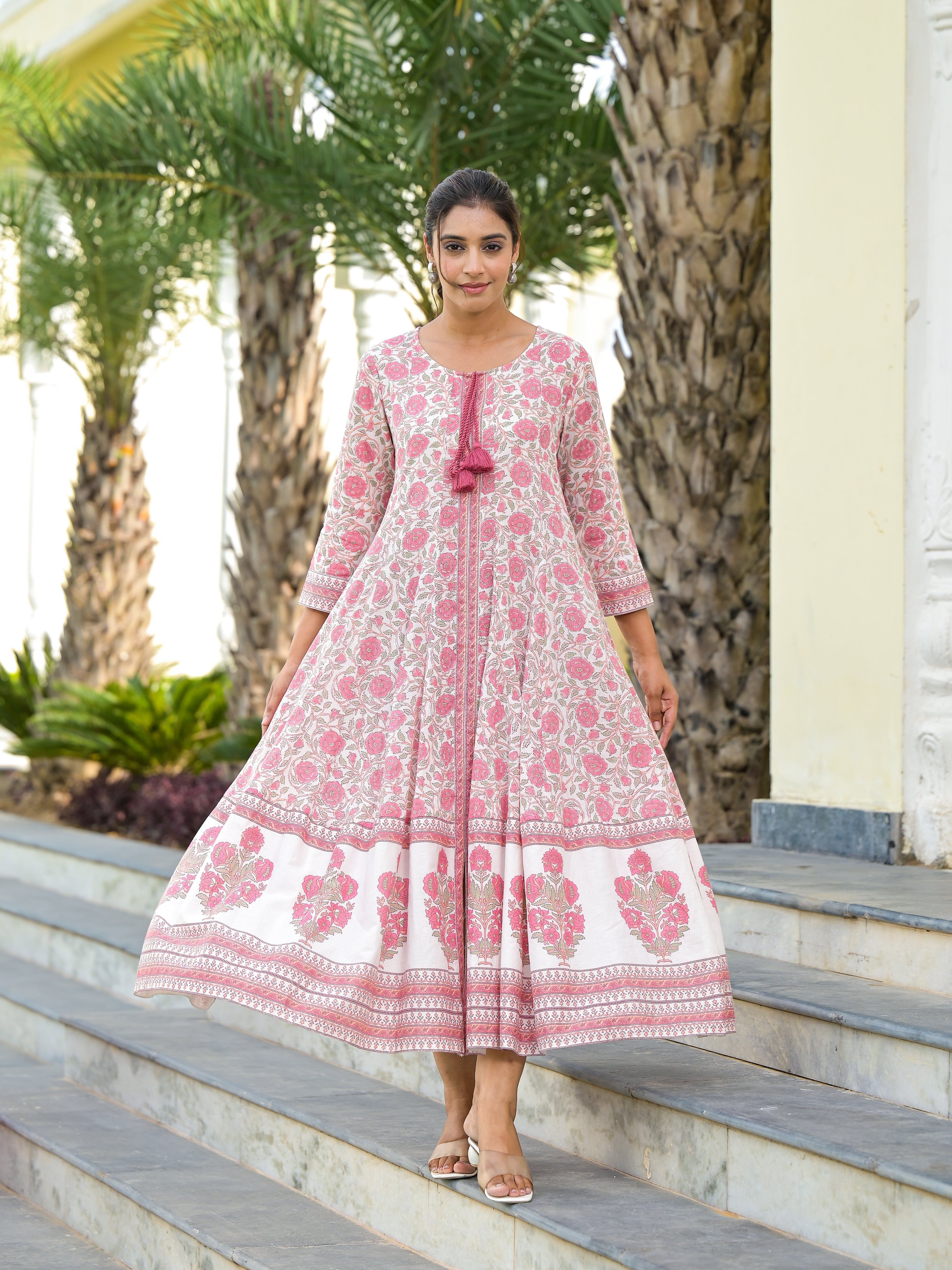 casual ethnic dress for women Grey & Black Cotton A-Line Dress for Women Stylish Ethnic Casual Wear Nakh Clothing