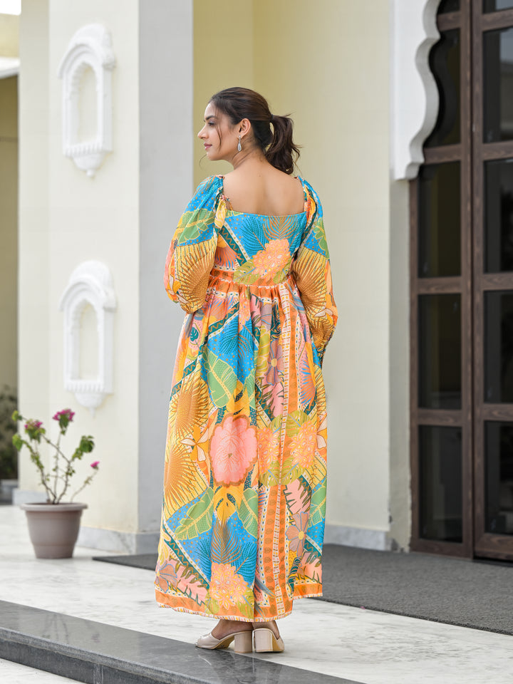 MOSS PATH - OFF THE SHOULDERS DRESS  (MULTI PATTERNED)