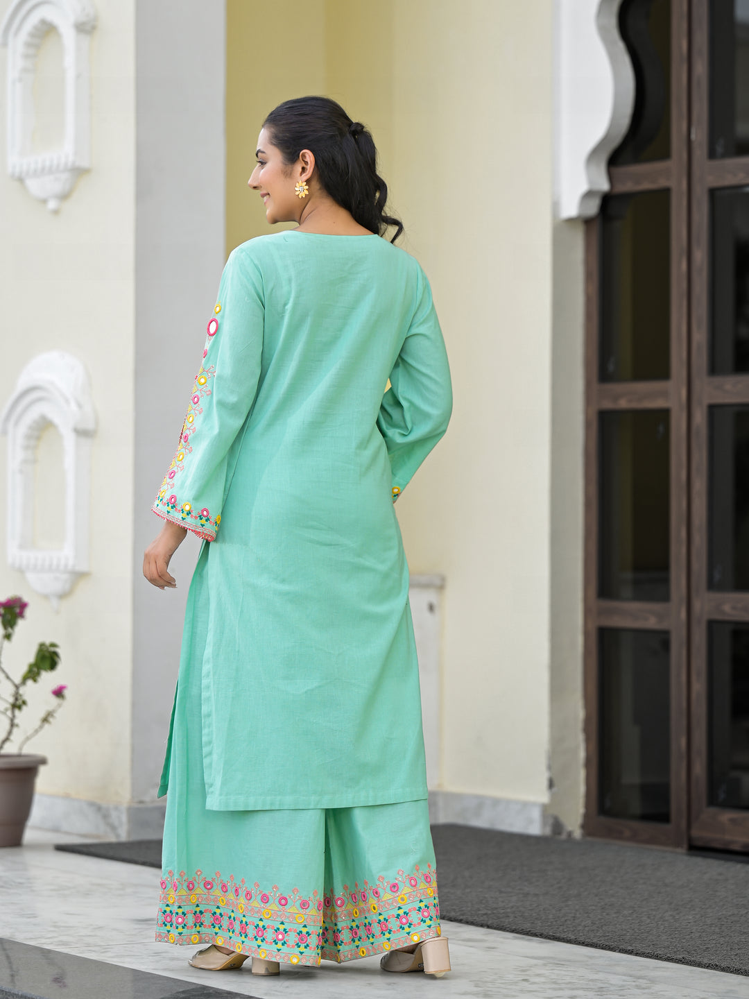 AANTA - STRAIGHT KURTA & PALAZZO (AQUA)