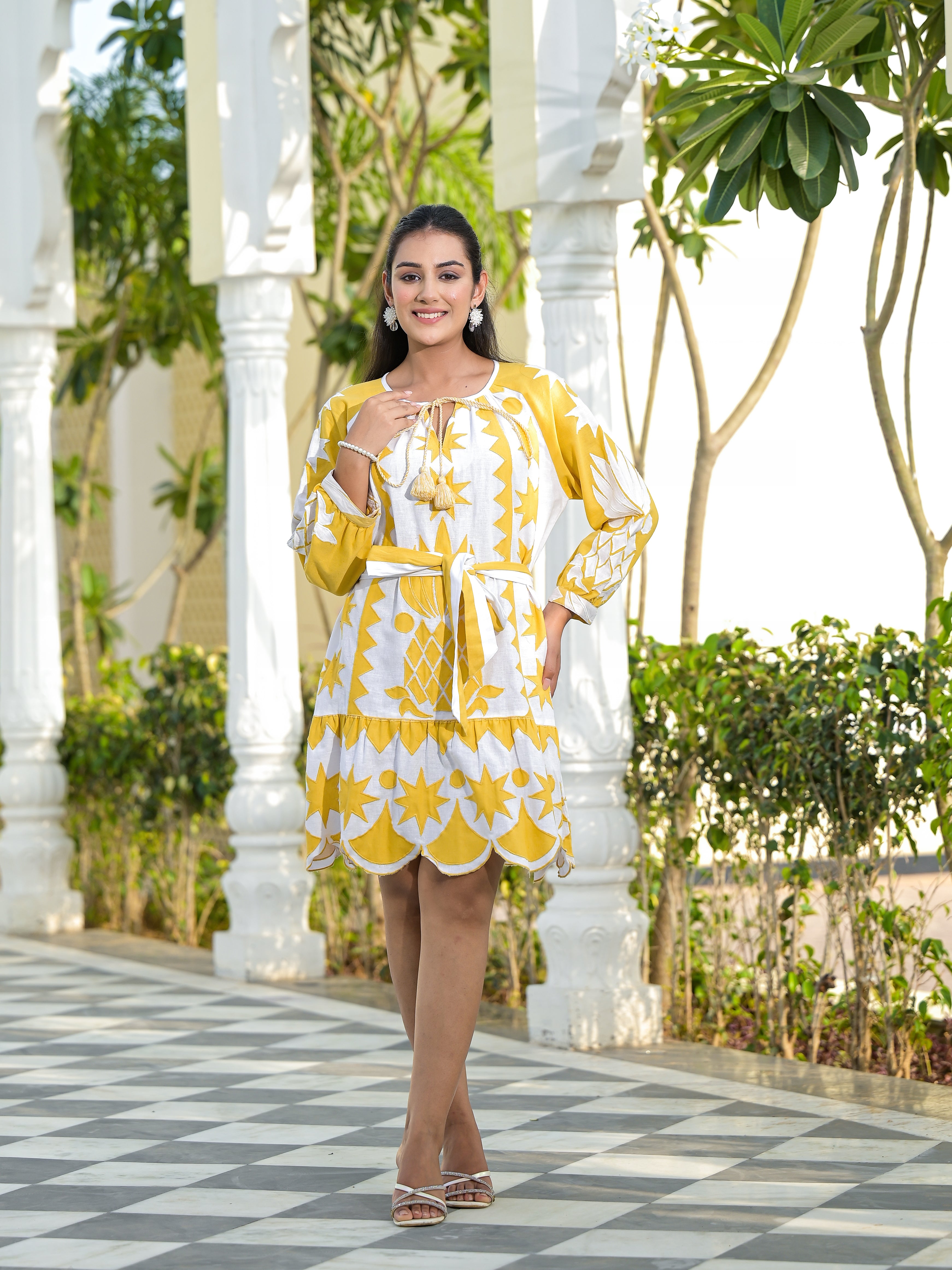 NEGRONI - BELTED MINI DRESS (MUSTARD)