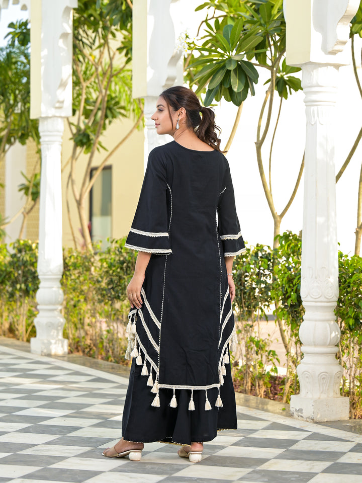 VAAMI - SCALLOP KURTA & PALAZZO (BLACK)
