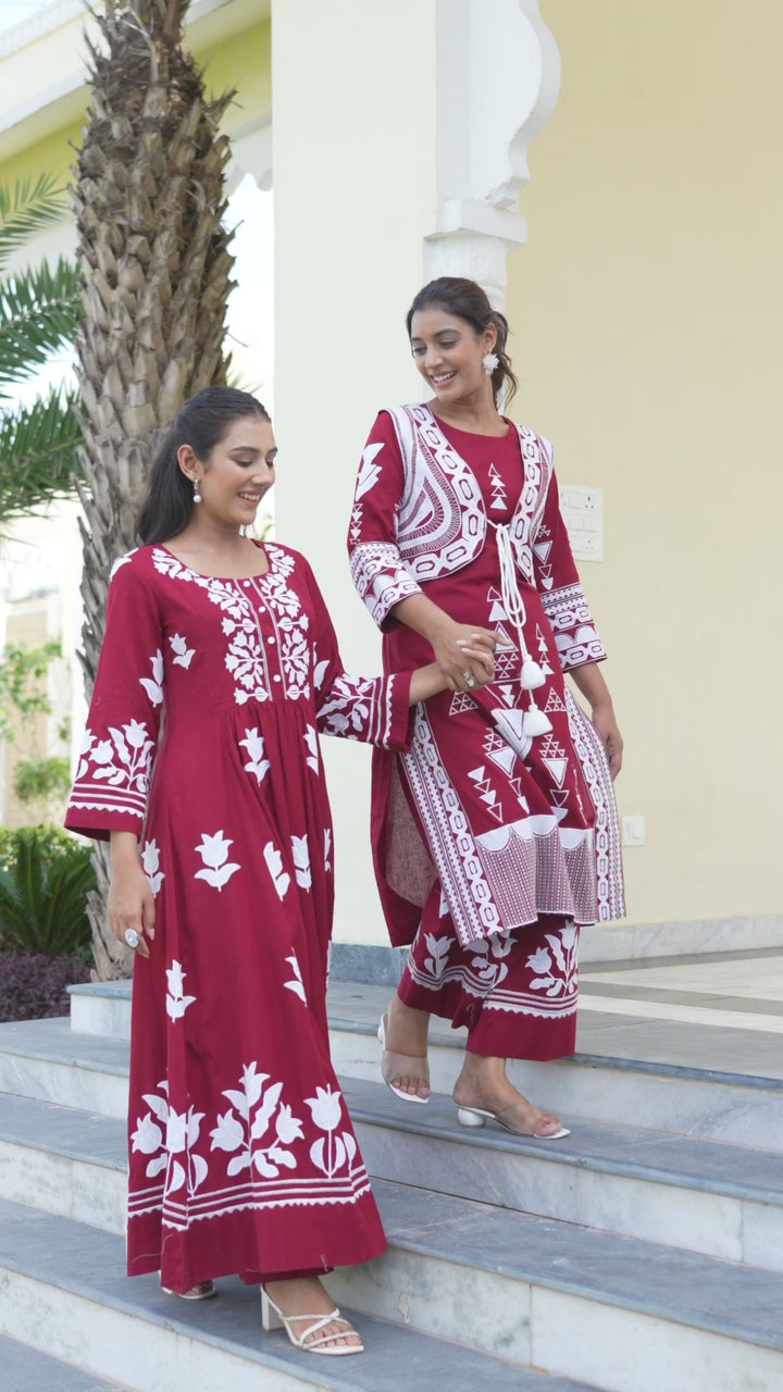 Cosmic - Kurta And Jacket  (Maroon)