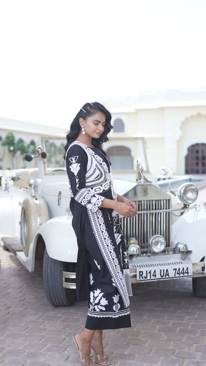 Cosmic - Kurta And Jacket  (Black)