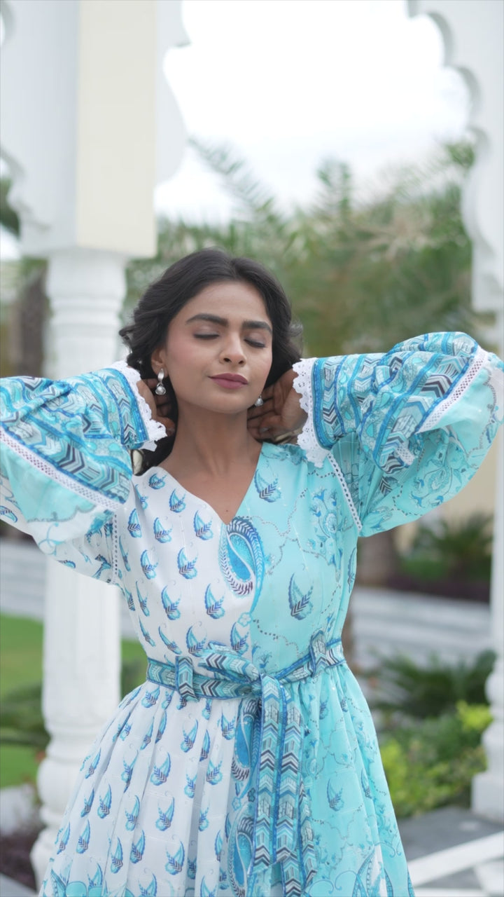 Aaris - Belted Flip Dress (Blue)