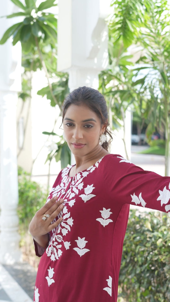 Seraphic - Kurta And Palazzo (Maroon)