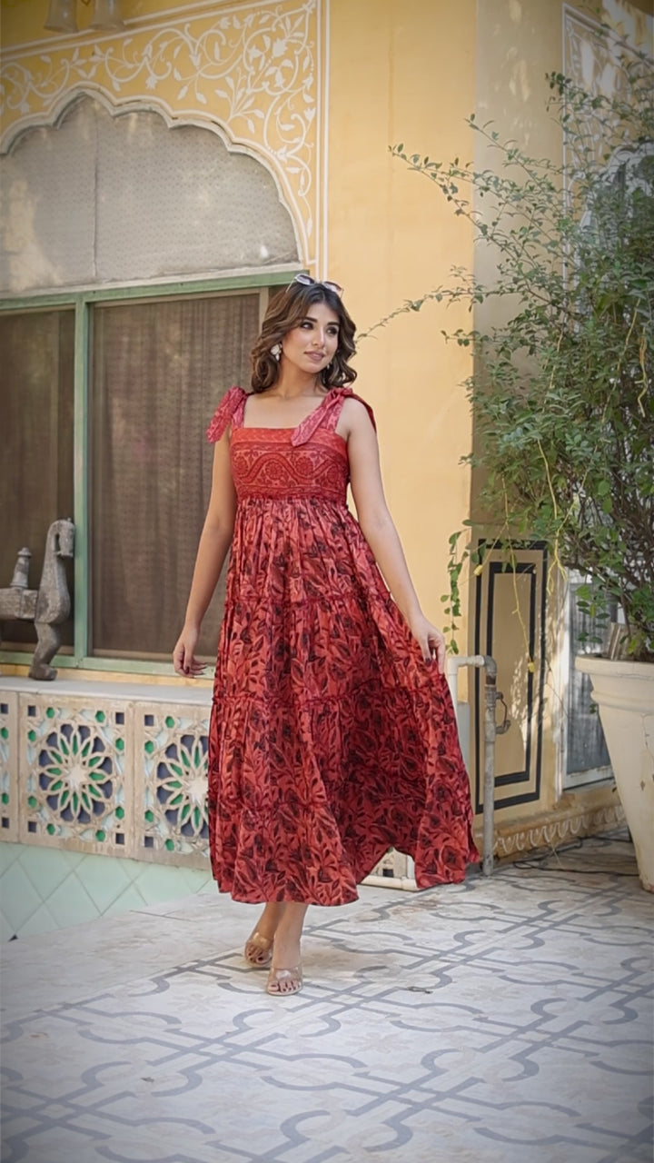 Matti - Strap Tier Dress (Salmon)
