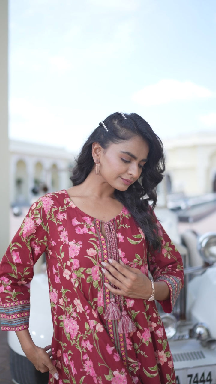 Gulab - Kali Dress (Deep Maroon)